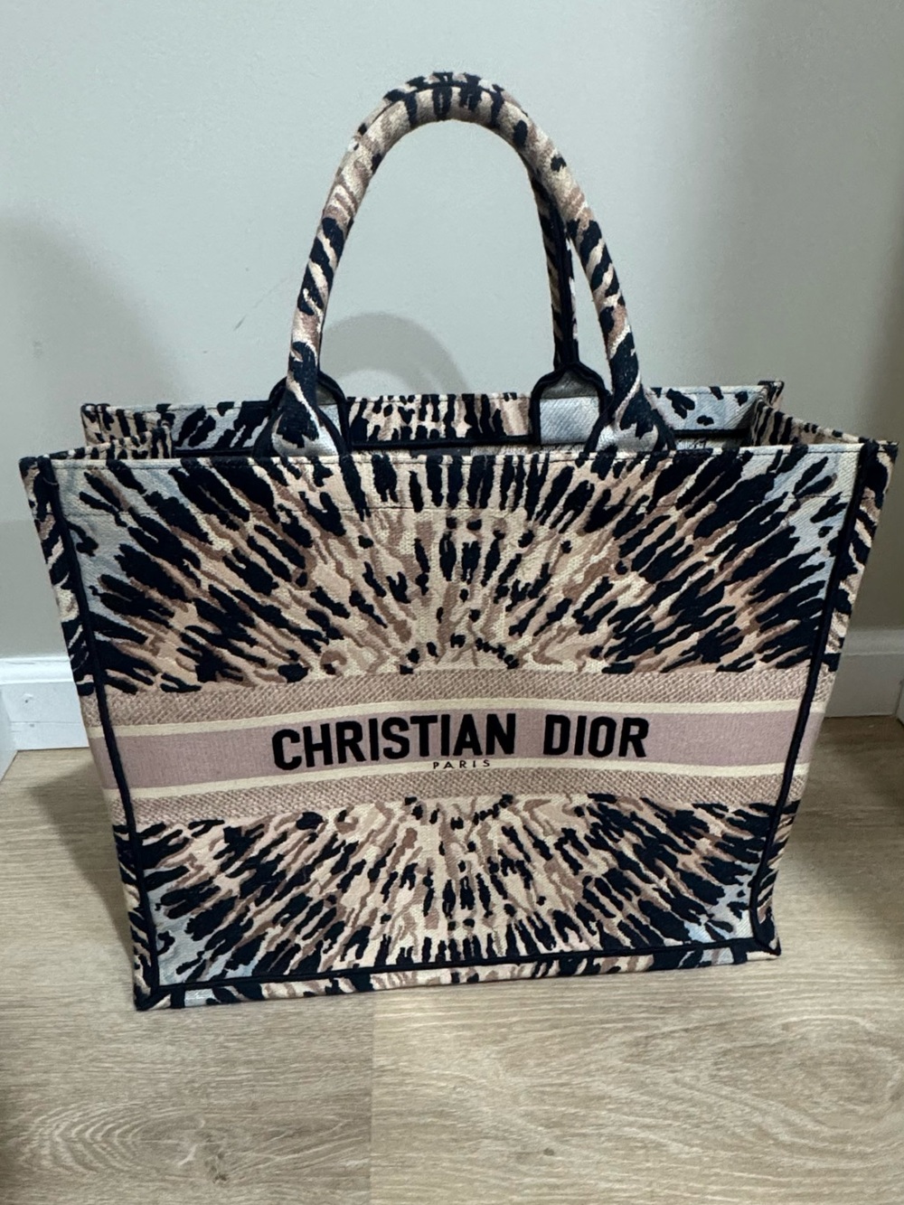 Dior Beige, Black & Cream Patterned Canvas Tote